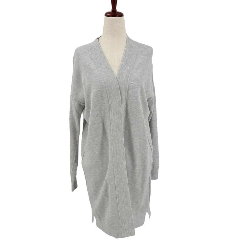 The White Company Grey‎ Long Open Wool Blend Cardigan Sweater Jumper Small